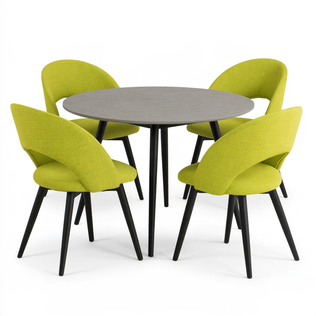 Eetkamerset met tafel en stoelen, kleur grijs