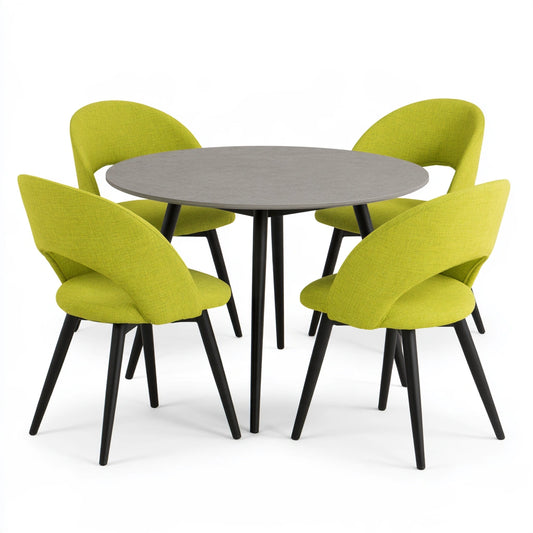 Eetkamerset met tafel en stoelen, kleur grijs